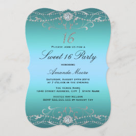 Invitación Blue Diamond Damask Sweet 16