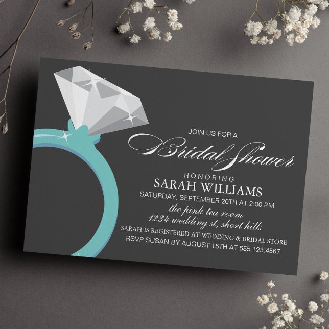 Invitación Blue Diamond Ring Bridal Shower (Subido por el creador)