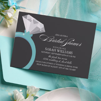 Invitación Blue Diamond Ring Bridal Shower