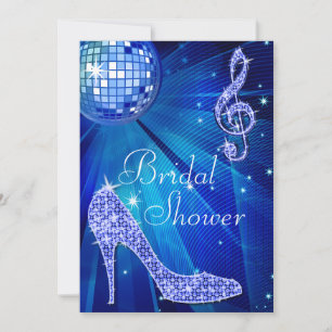 Invitación Blue Disco Ball y Sparkle Heels Bridal Shower