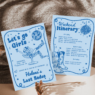 Invitación Blue Disco Rodeo Cowgirl Bachelorette Weekend