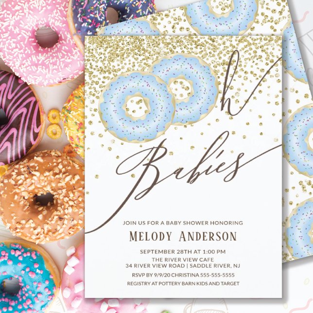 Invitación Blue Donut Oh Babies Twin Boys Baby Shower (Subido por el creador)