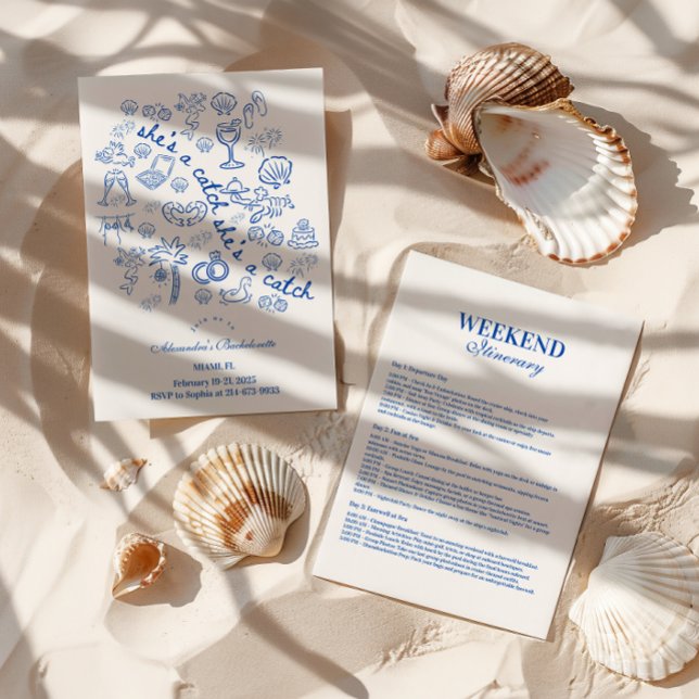 Invitación Blue Doodle Tropical Bachelorette (Subido por el creador)