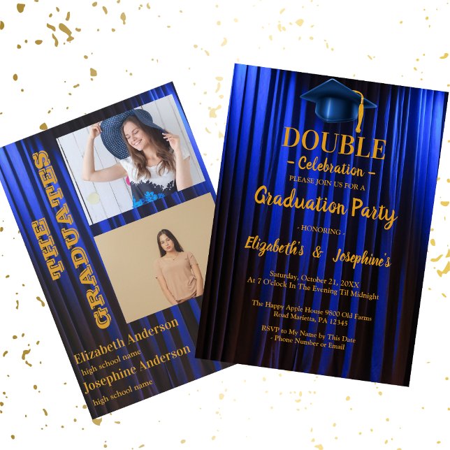 Invitación Blue double Celebration Party 2 fotos (Subido por el creador)