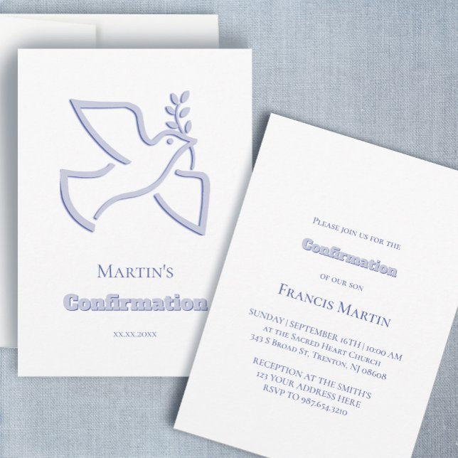 Invitación blue dove Confirmation  (Subido por el creador)