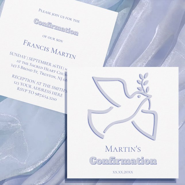 Invitación blue dove Confirmation | small size  (Subido por el creador)