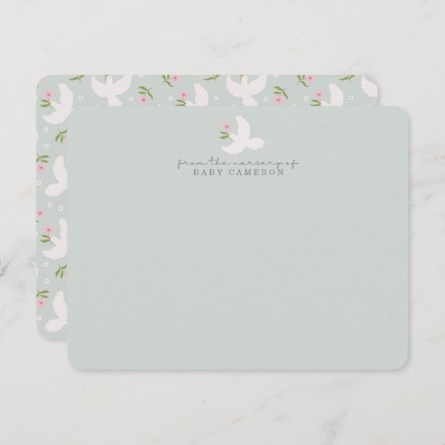 Invitación Blue Dove Nursery Note Card (Anverso / Reverso)