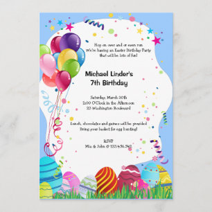 Invitación Blue Easter Sunday Birday Party invita