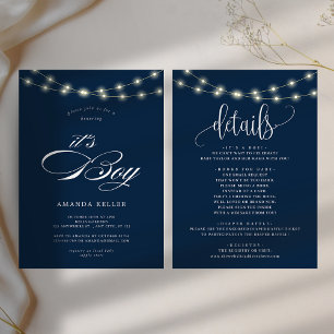 Invitación Blue Elegant Minimalista es Boy Baby Shower