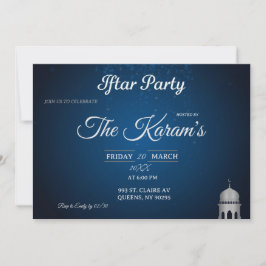 Invitación Blue Elegant Mosque Ramadan Iftar Party  Invit