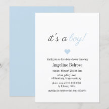 Blue Elegent Simple Boy Baby Shower