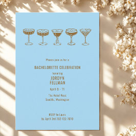 Invitación Blue Espresso Martini Bachelorette w/QR Code