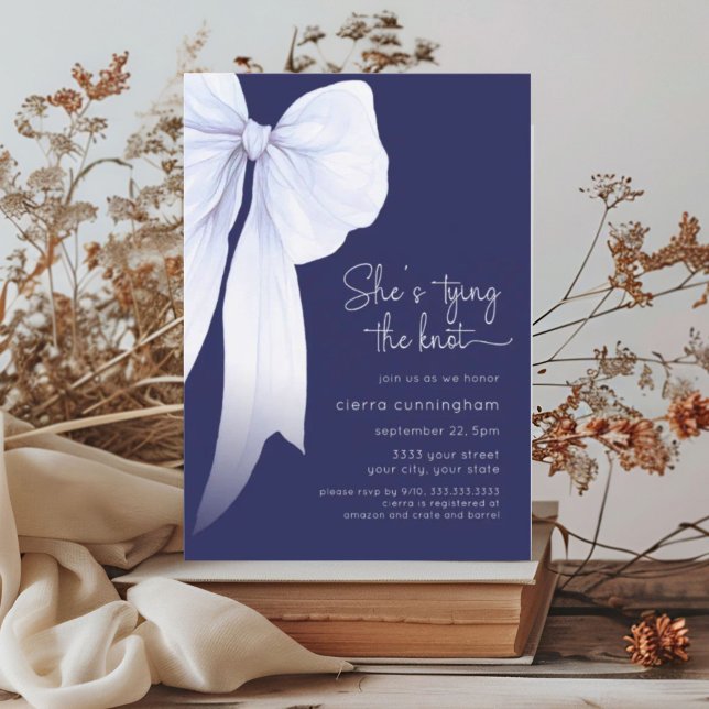 Invitación Blue está atando la ducha de novias Knot Bow (Subido por el creador)