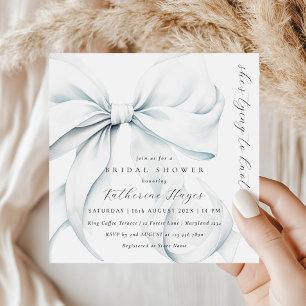Invitación Blue está atando la ducha de novias Knot Bow