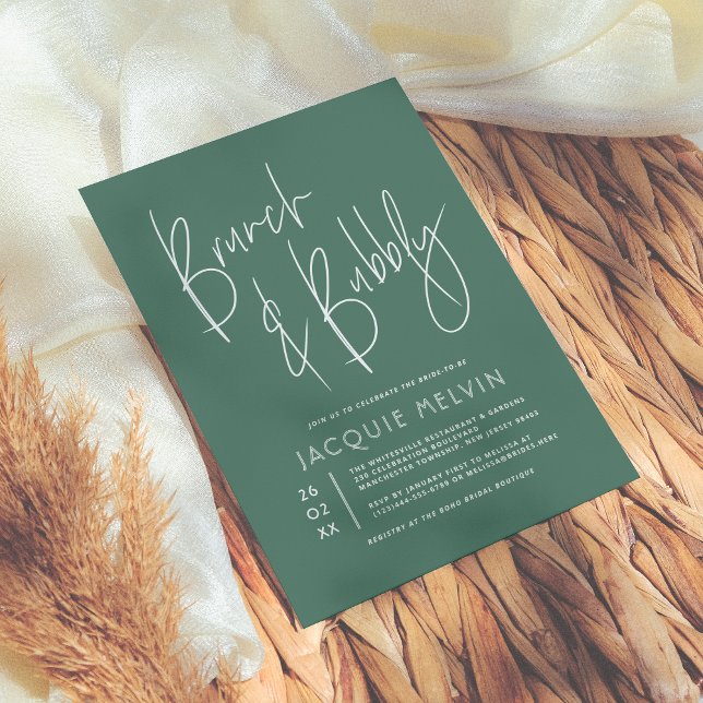 Invitación Blue & Eucalyptus Green Brunch & Bubbly Bridal (Subido por el creador)