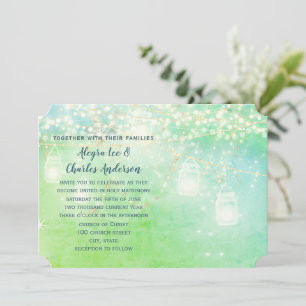 Invitación Blue Fairytale Woodsy Farmhouse Mason Jar Boda