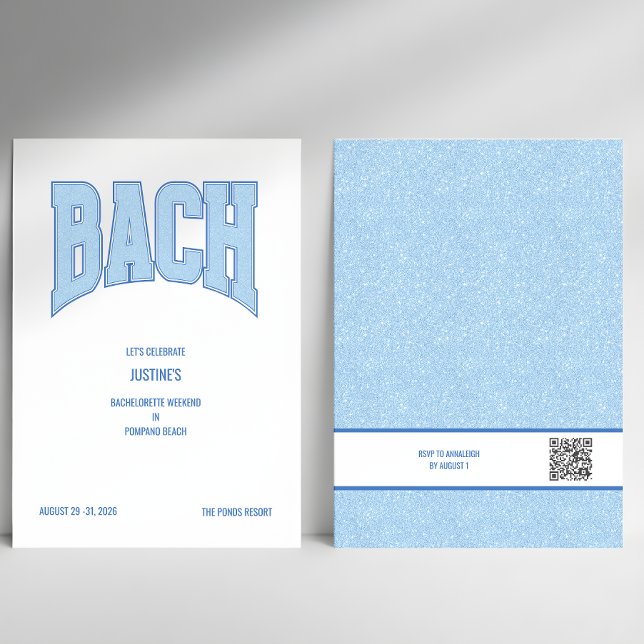 Invitación Blue Faux Glitter BACH Bachelorette Party  (Subido por el creador)