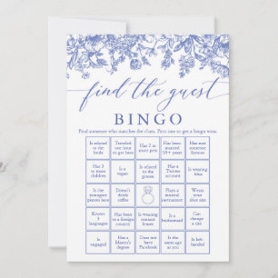 Invitación Blue Find the Guest Bingo Bridal Shower Game