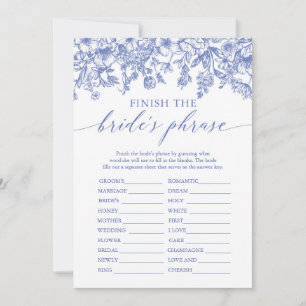 Invitación Blue Finish the Bride's Phrase Bridal Shower Game