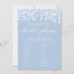 Invitación Blue Finish the Bride's Phrase Bridal Shower Game