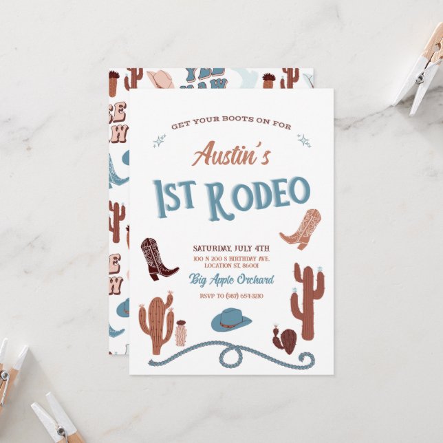 Invitación Blue First Rodeo (Anverso/Reverso In Situ)