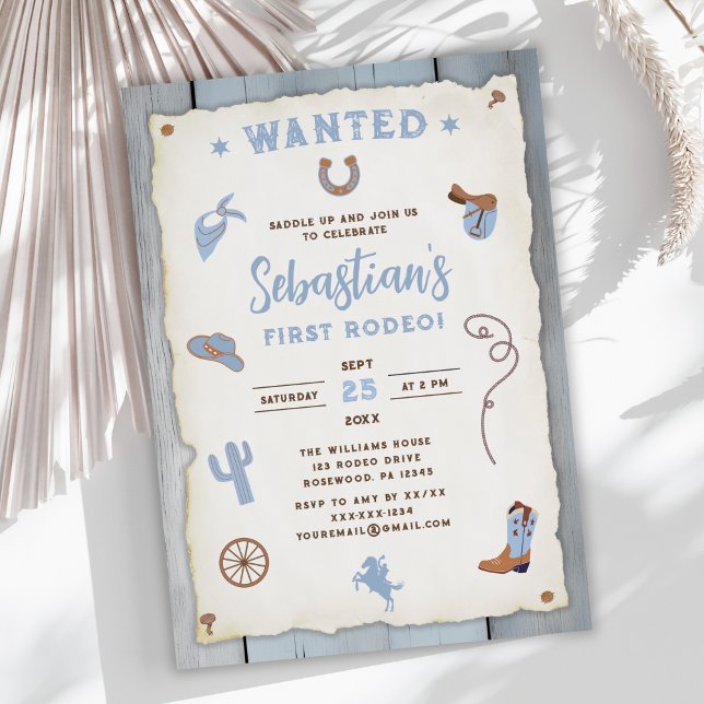 Invitación Blue First Rodeo Baby Boy primer cumpleaños (Subido por el creador)