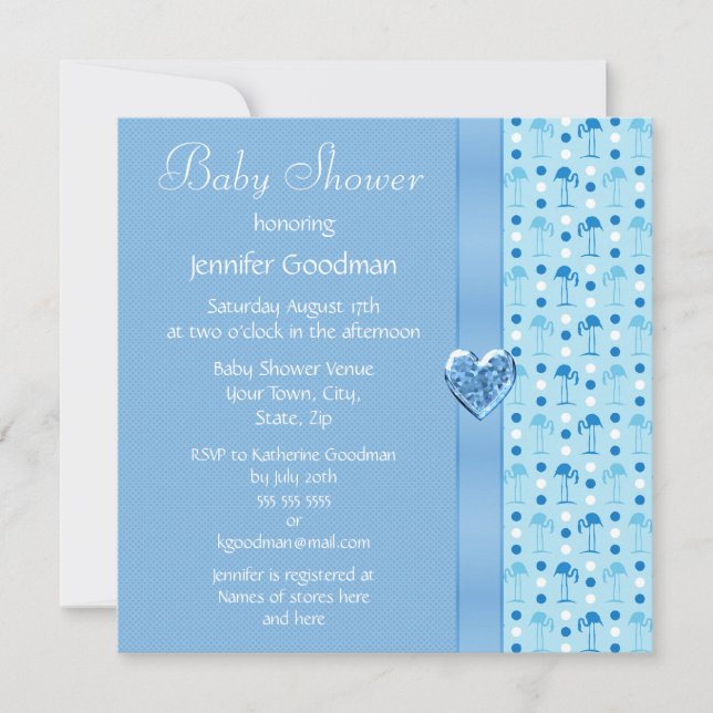 Invitación Blue Flamingo Boy Baby Shower invita (Anverso)