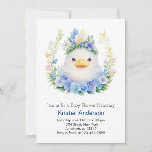 Invitación Blue Floral Blissful Duck Meadow Boy Baby Shower
