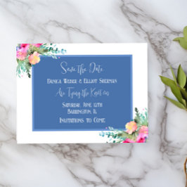Invitación Blue Floral Boda rosa Rosebud Save the Date