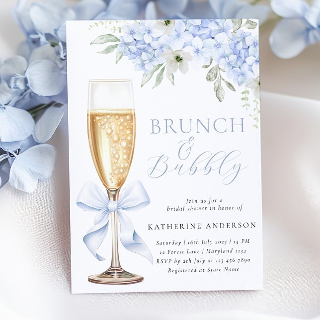 Invitación Blue Floral Bridal Brunch Shower Invitation (Subido por el creador)