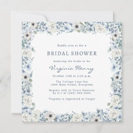 Invitación Blue Floral Bridal Shower
