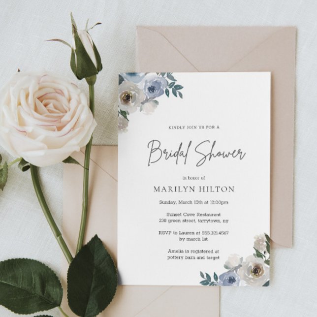 Invitación Blue Floral Bridal Shower (Subido por el creador)