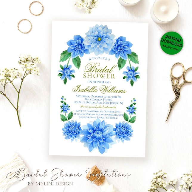 Invitación Blue Floral Bridal Shower (Subido por el creador)