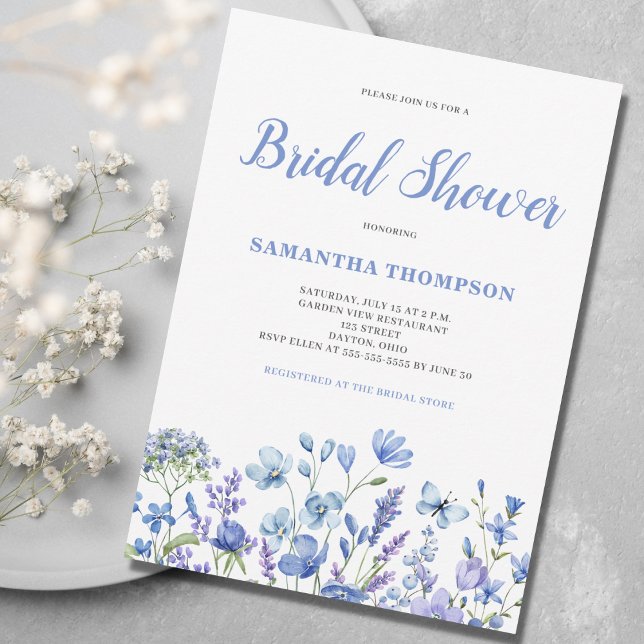 Invitación Blue Floral Bridal Shower (Subido por el creador)