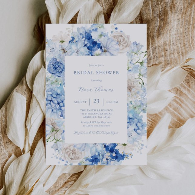 Invitación Blue Floral Bridal Shower (Subido por el creador)