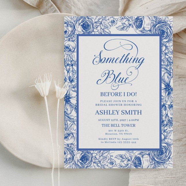 Invitación Blue Floral Bridal Shower (Subido por el creador)