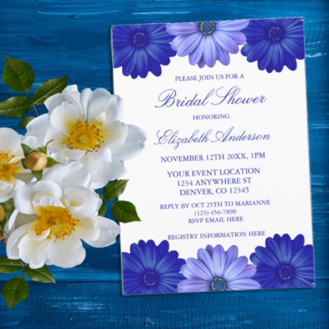 Invitación Blue Floral Bridal Shower (Subido por el creador)