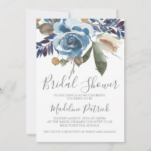 Invitación Blue Floral Bridal Shower