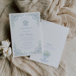 Invitación Blue Floral Bridal Tea Party