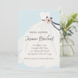 Invitación Blue Floral Bride la novia Gown Bridal Shower