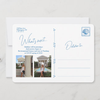 Invitación Blue Floral Frame Coastal Graduation Announcement