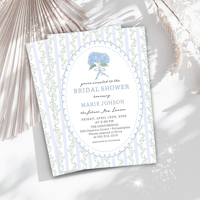 Invitación Blue Floral Hydrangea Bridal Shower Invitation (Subido por el creador)
