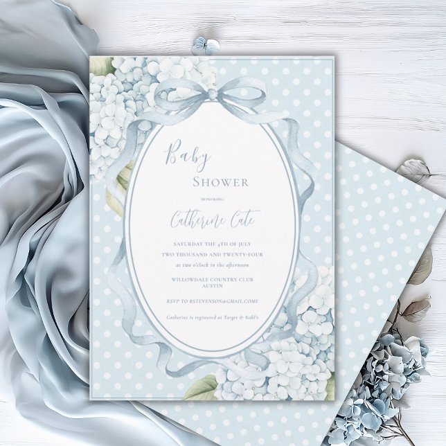 Invitación Blue Floral Hydrangeas Whimsical Baby Shower  (Subido por el creador)