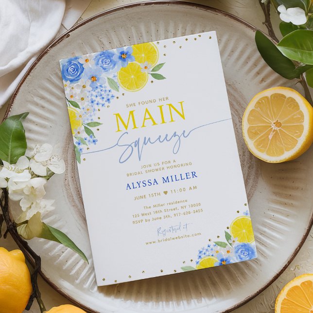 Invitación Blue Floral Lemon Main Squeeze Brieze Shower (Subido por el creador)