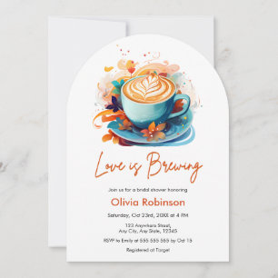 Invitación Blue Floral Love está preparando café ducha de nov