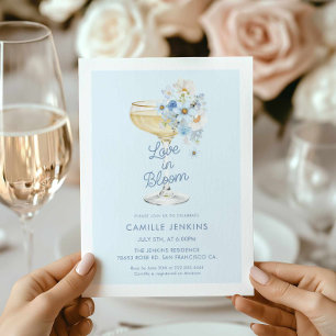Invitación Blue Floral Love in Bloom Jardín Despedida de Solt