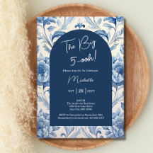 Blue Floral Toile 50th Birthday Chinoiserie