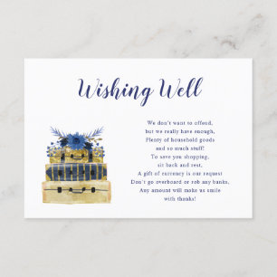 Invitación Blue Floral Travel Bridal Shower Wike Well Card