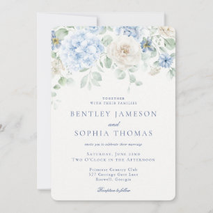 Invitación Blue Floral Vintage Boda Botánico Francés