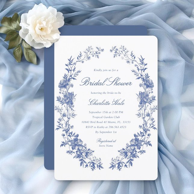 Invitación Blue Floral Watercolor Bridal Shower (Subido por el creador)